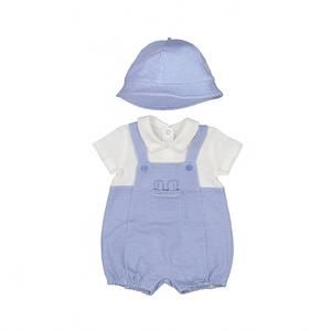 NEW MAYORAL kids short overalls and hat bodysuit set in blue
